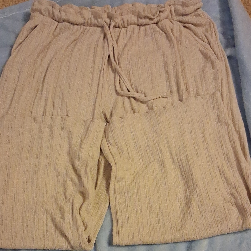 Beige Drawstring Lounge/sleepwear Pants